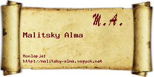 Malitsky Alma névjegykártya